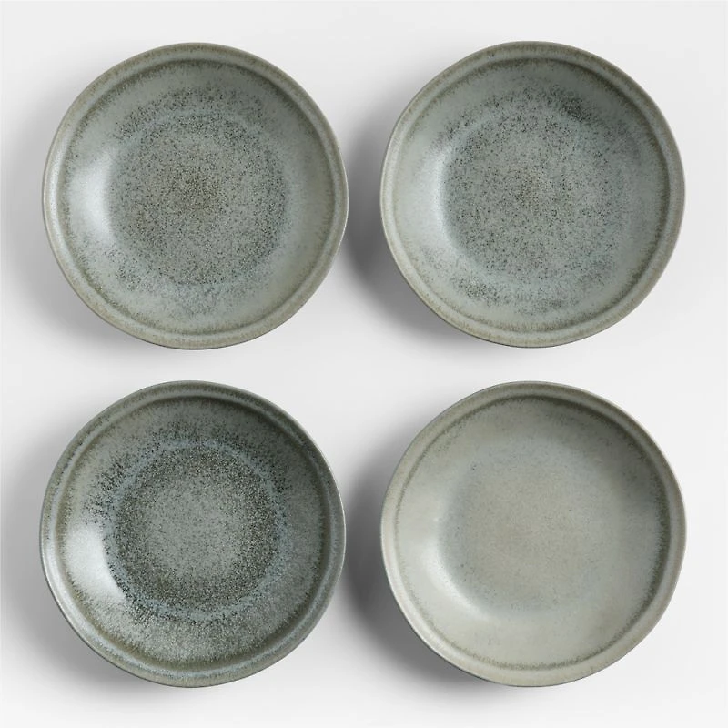 Prairie Moss Green Recycled Stoneware Low Bowl