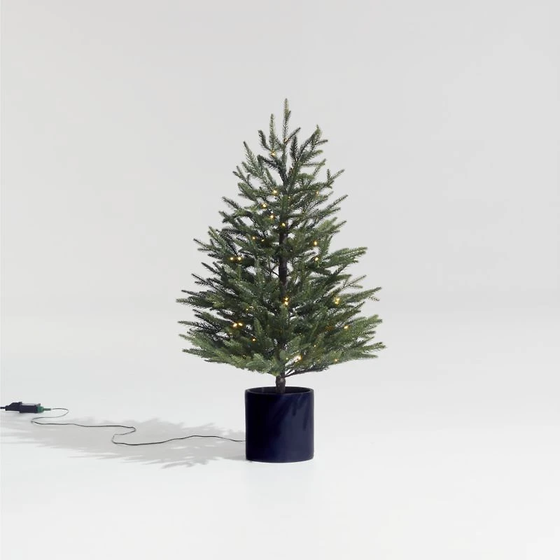 Potted Faux Norway Spruce Pre-Lit LED Tree with White Lights 3'