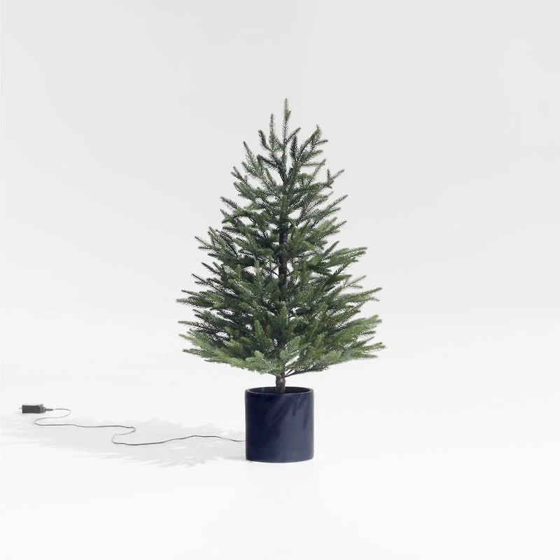 Potted Faux Norway Spruce Pre-Lit LED Tree with White Lights 3'