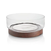 Prospect Wood Base Glass Serving Bowl