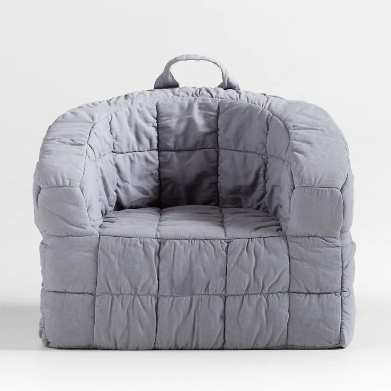 Large Smoke Blue Kids Puffy Lounge Barrel Chair Cover
