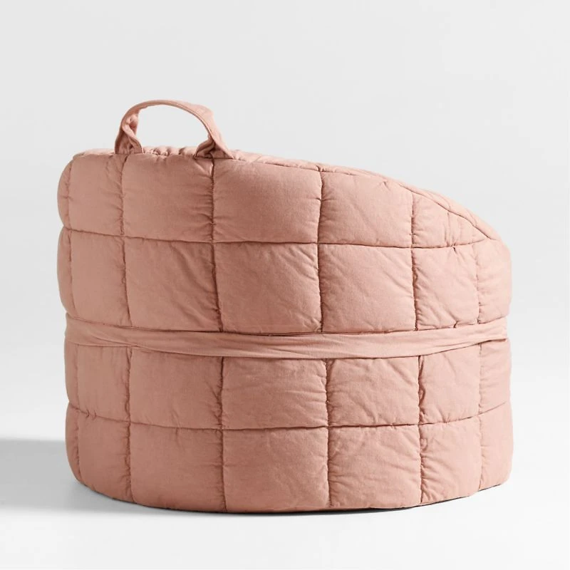 Large Terracotta Kids Puffy Lounge Barrel Chair Cover