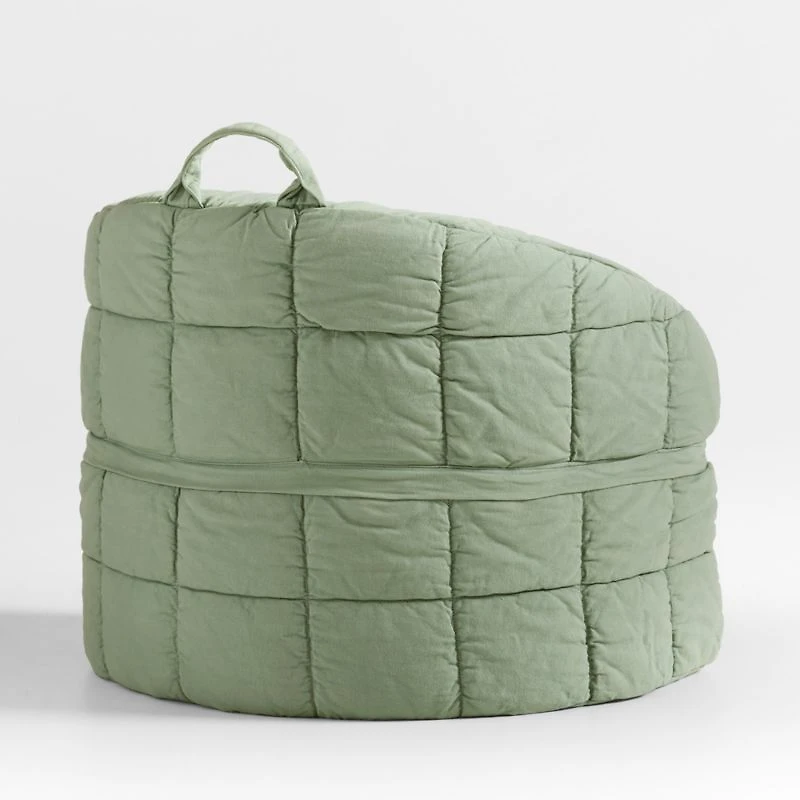 Large Verte Green Kids Puffy Lounge Barrel Chair Cover