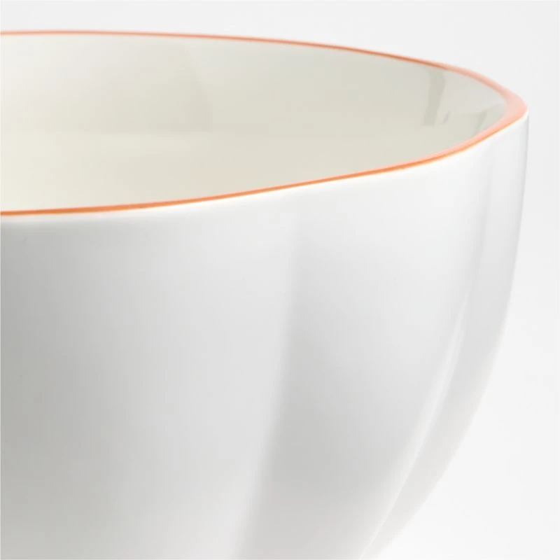 Large Matte White Pumpkin Shaped Ceramic Mixing Bowl