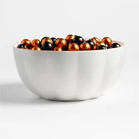 Large Matte White Pumpkin Shaped Ceramic Mixing Bowl