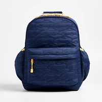 Quilted Blue Car Kids Backpack with Side Pockets