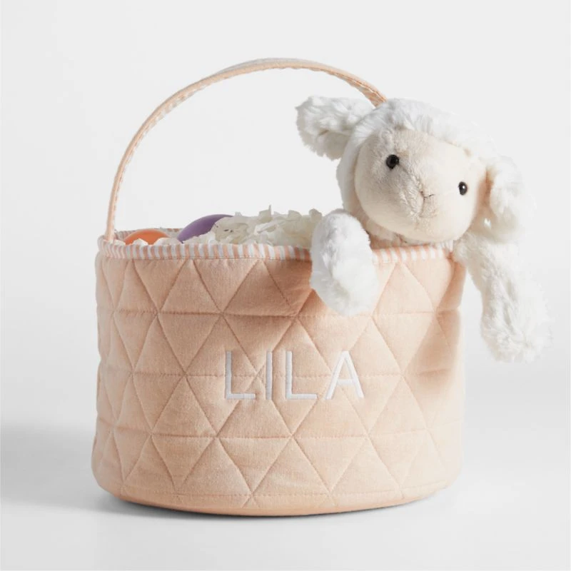 Peachy Pink Quilted Kids Easter Basket