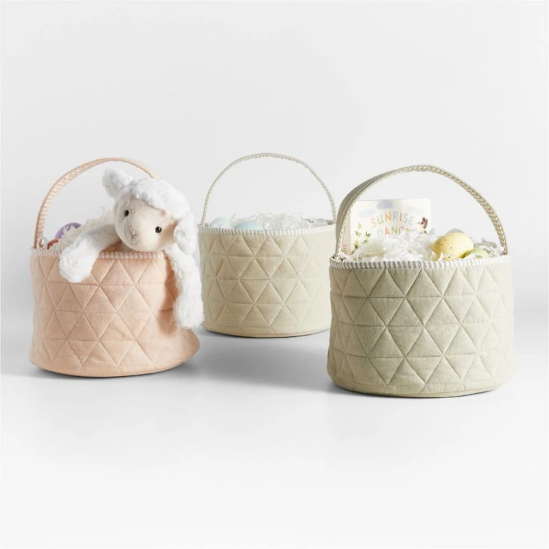 Peachy Pink Quilted Kids Easter Basket
