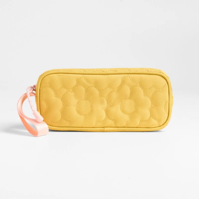Dreamer Quilted Yellow Flower Soft Kids Pencil Case