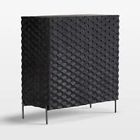 Raffael 39" Black Carved Wood Bar Cabinet with Storage