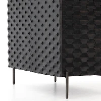 Raffael 39" Black Carved Wood Bar Cabinet with Storage