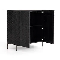 Raffael 39" Black Carved Wood Bar Cabinet with Storage