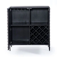 Raffael 39" Black Carved Wood Bar Cabinet with Storage