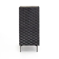 Raffael 39" Black Carved Wood Bar Cabinet with Storage