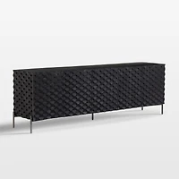 Raffael 82" Black Carved Wood Storage Media Console