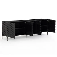 Raffael 82" Black Carved Wood Storage Media Console