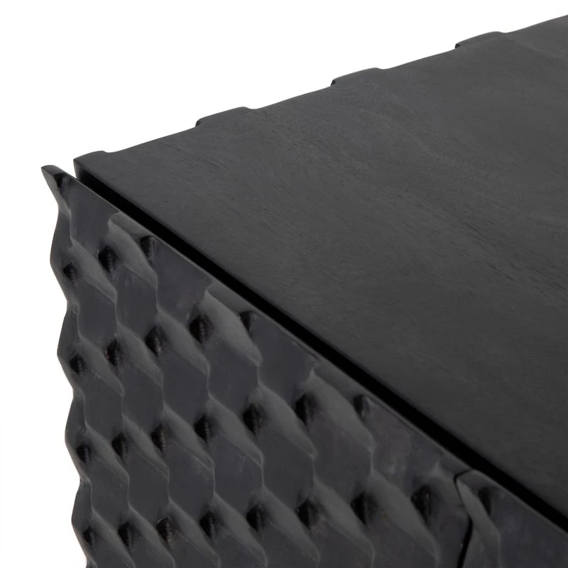 Raffael 82" Black Carved Wood Storage Media Console