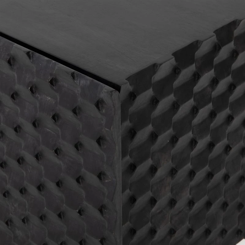 Raffael 82" Black Carved Wood Storage Media Console