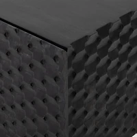 Raffael 82" Black Carved Wood Storage Media Console