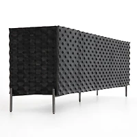 Raffael 82" Black Carved Wood Storage Media Console