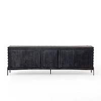 Raffael 82" Black Carved Wood Storage Media Console