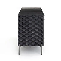 Raffael 82" Black Carved Wood Storage Media Console