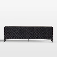 Raffael 82" Black Carved Wood Storage Media Console