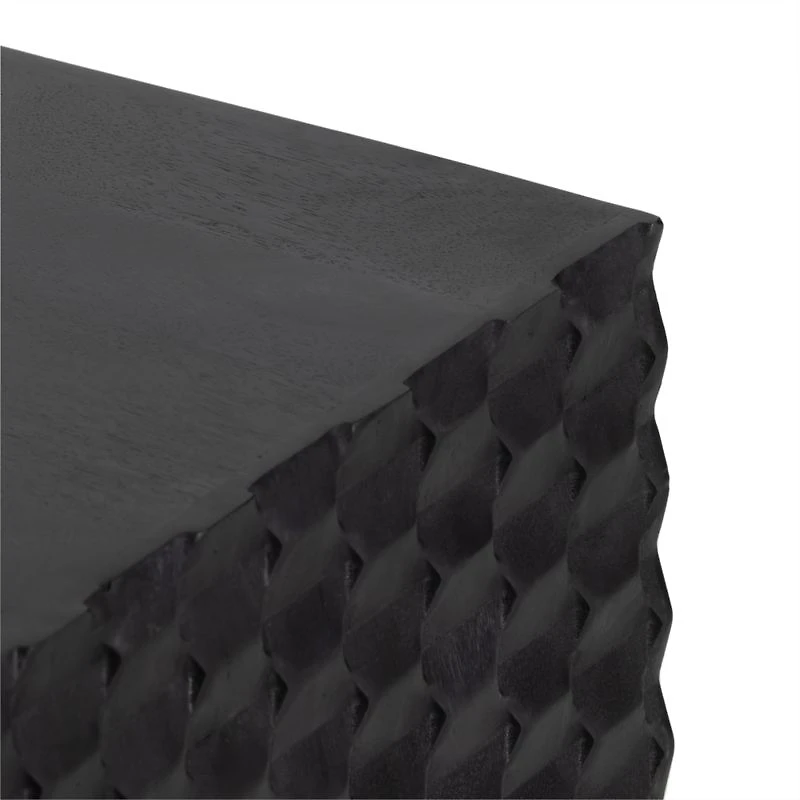 Raffael 49.5" Black Carved Wood Storage Media Console
