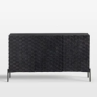Raffael 49.5" Black Carved Wood Storage Media Console