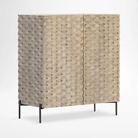Raffael 39" Grey Wash Wood Bar Cabinet with Storage