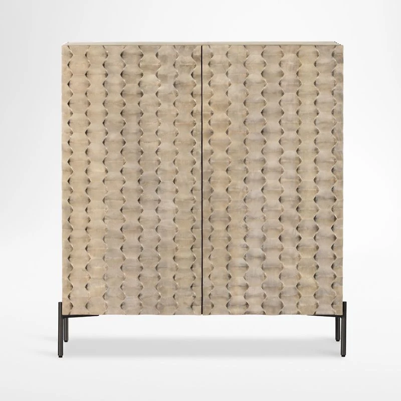 Raffael 39" Grey Wash Wood Bar Cabinet with Storage