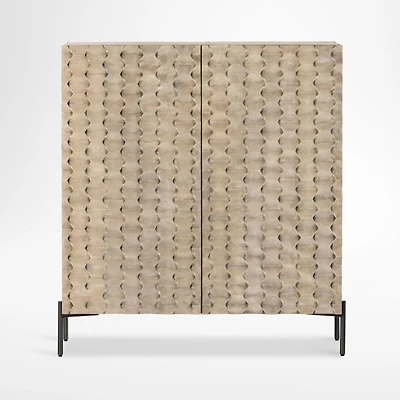 Raffael 39" Grey Wash Wood Bar Cabinet with Storage