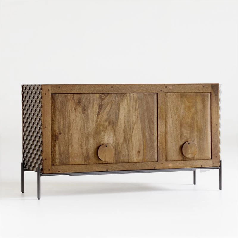 Raffael 49.5" Small Carved Wood Storage Media Console