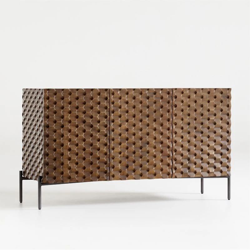 Raffael 49.5" Small Carved Wood Storage Media Console