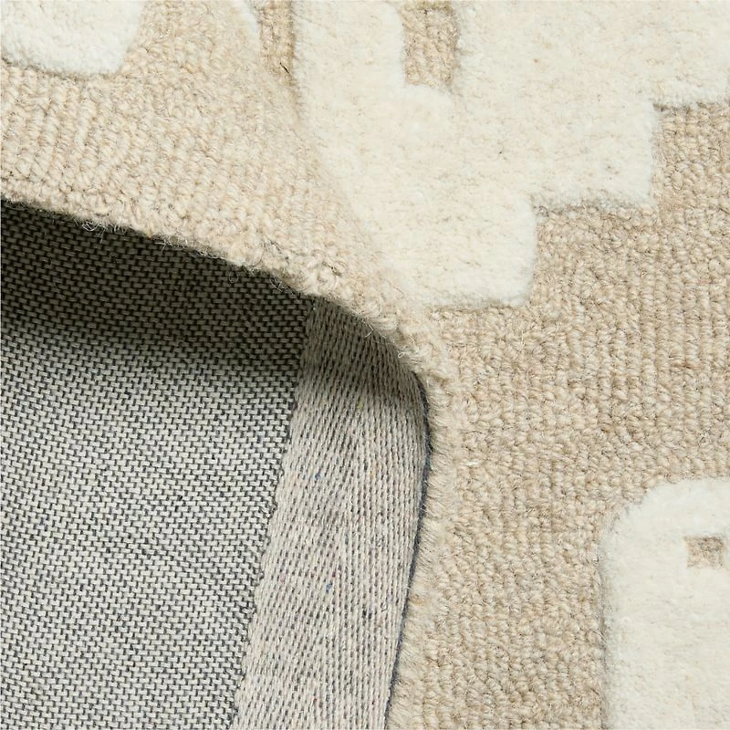 Rainforest Off-White Hand-Tufted Wool Kids Area Rug 5'x8'