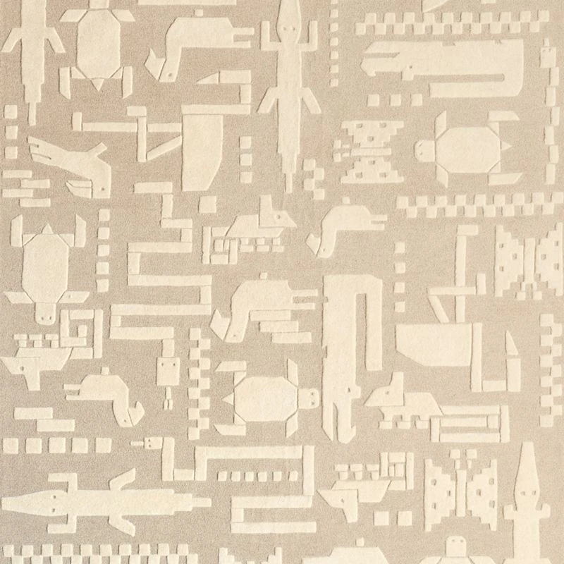 Rainforest Off-White Hand-Tufted Wool Kids Area Rug 5'x8'