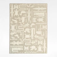 Rainforest Off-White Hand-Tufted Wool Kids Area Rug 5'x8'