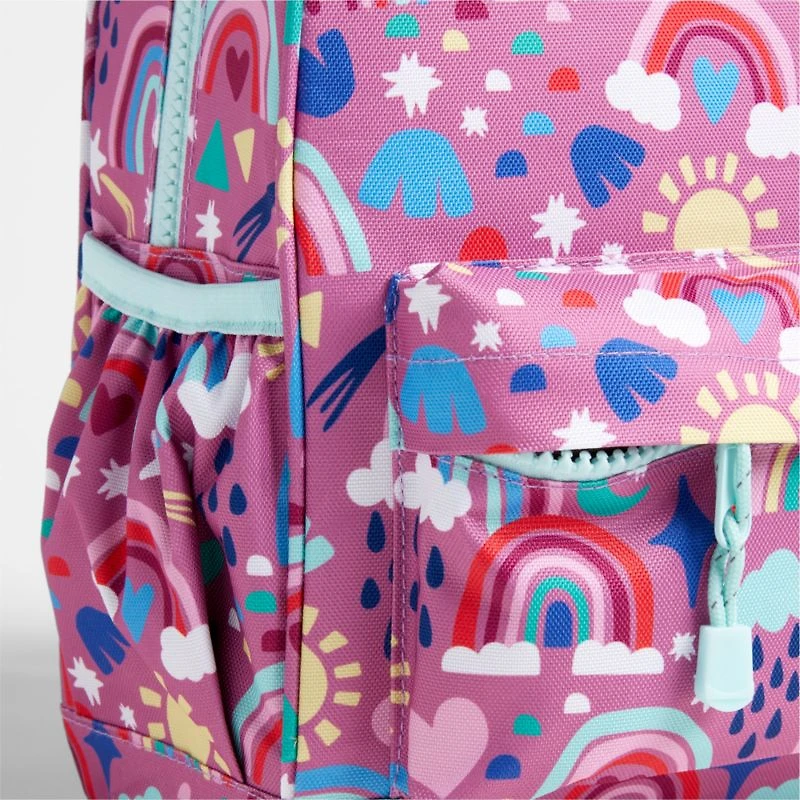 Rainy Rainbows Small Kids Backpack with Side Pockets