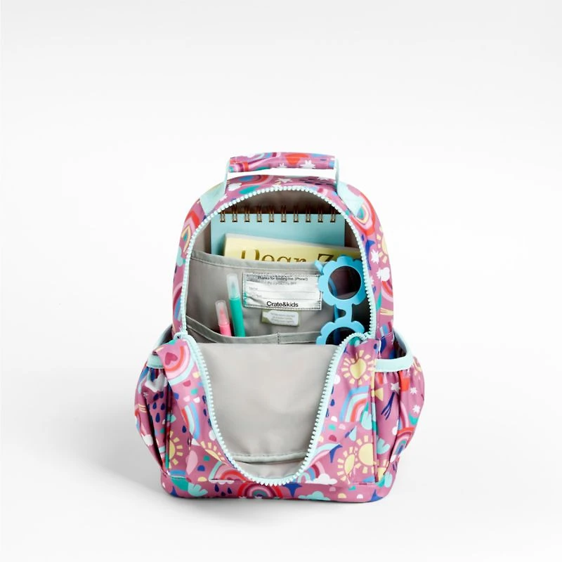 Rainy Rainbows Small Kids Backpack with Side Pockets