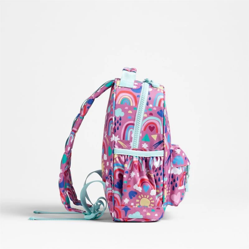 Rainy Rainbows Small Kids Backpack with Side Pockets