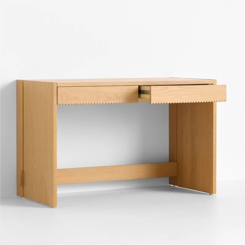 Raya Natural Oak Wood 2-Drawer Wide Kids Desk