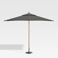 10' Rectangular Sunbrella ® Charcoal Outdoor Patio Umbrella with Eucalyptus Frame