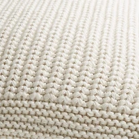 Arctic Ivory Wool Blend 23''x23" Fisherman Knit Throw Pillow Cover