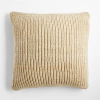Ginger Beige Wool Blend 23''x23 Fisherman Knit Throw Pillow Cover