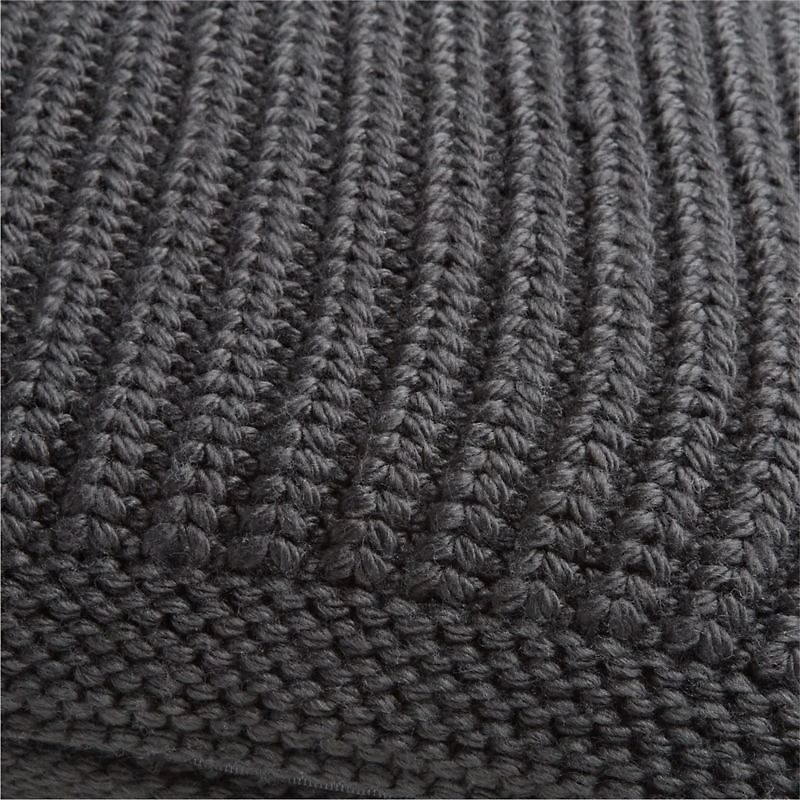 Storm Grey Wool Blend 23''x23 Fisherman Knit Throw Pillow Cover