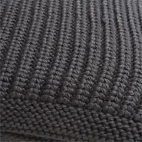 Storm Grey Wool Blend 23''x23 Fisherman Knit Throw Pillow Cover