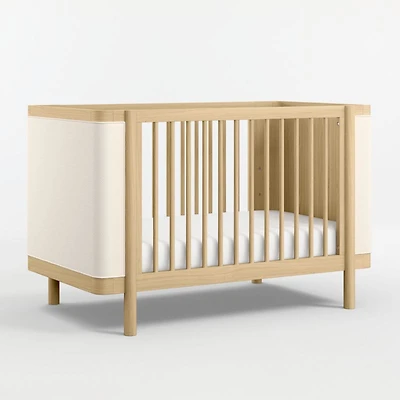 Redondo Upholstered Wood Baby Crib with Toddler Bed Rail