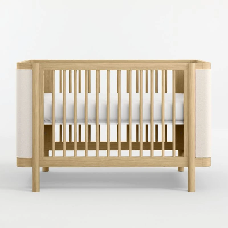 Redondo Upholstered Wood Baby Crib with Toddler Bed Rail