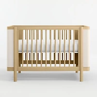 Redondo Upholstered Wood Baby Crib with Toddler Bed Rail