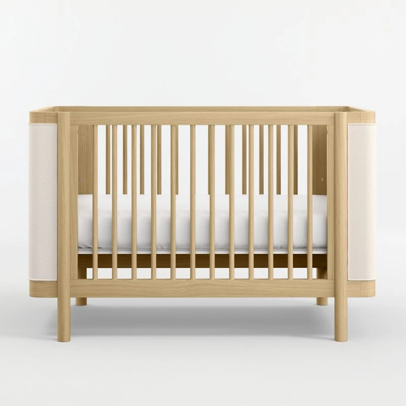 Redondo Upholstered Wood Baby Crib with Toddler Bed Rail